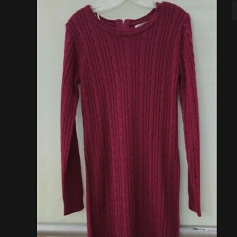 Forever 21 MAROON CABLE KNIT SWEATER DRESS with Zipper Size XS